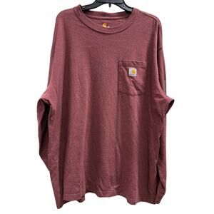 Carhartt heavy weight logo long sleeve Heather red tee big & tall size XXL 2X